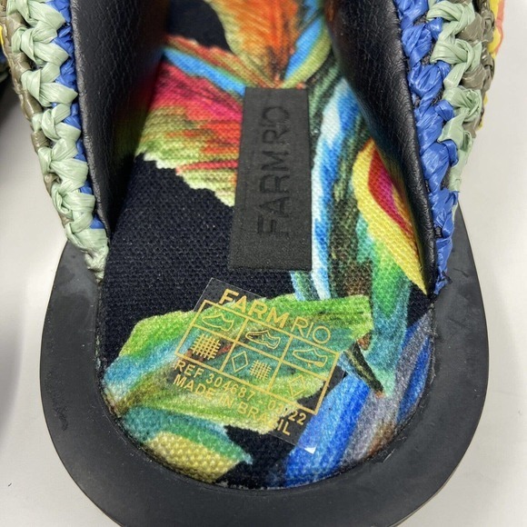 Farm Rio Black Banana Puffy Fluffy Crochet Flip Flop Sandals Womens Size‎ 6 NWT - Picture 9 of 11